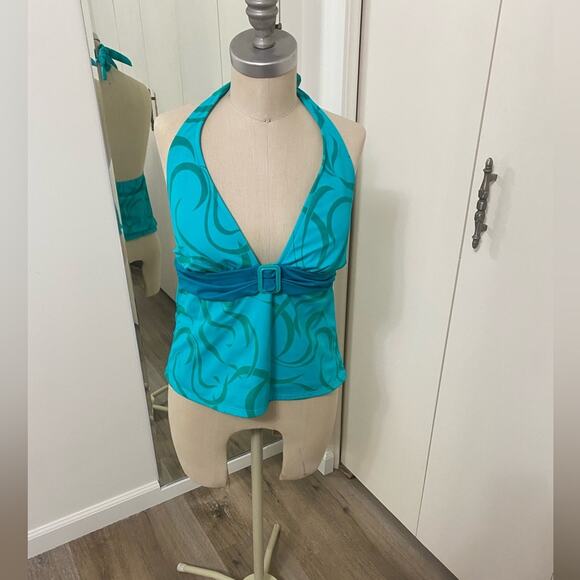 Sand N Sun Blue Women’s Blue Bathing Suit Tankini Top Large 12/14 - Picture 1 of 6